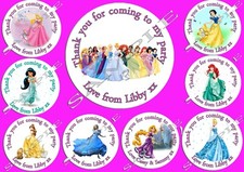 Personalised Stickers Princess Birthday Party Cone bag Labels Princesses