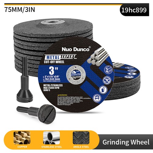 12Pcs 75mm Cutting Disc With 1/4'' Mounting Mandrel Kit For Metal Angle Grinder
