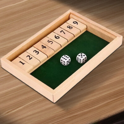 9 Number Wooden Shut The Box Dice Game Board Set Family Pub Bar Dice Board Game