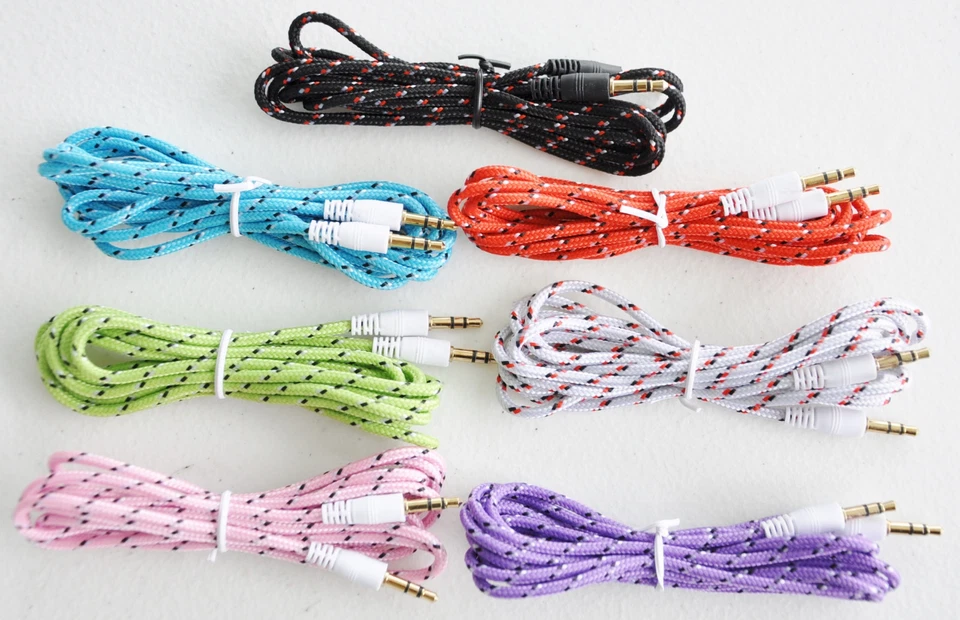 3FT+6FT braided auxilary aux 3.5mm male stereo audio cable FOR iphone 6 5 4 ipod - Image 2 of 4