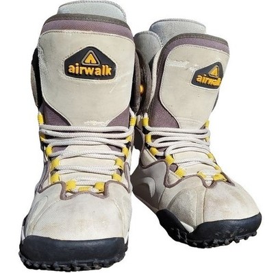 Vintage 90s Airwalk Womens Size 5/Youth 3 Gray Yellow Snowboard Boots Lace Up