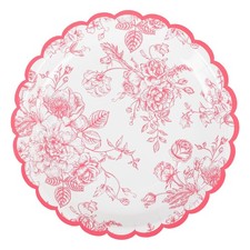 Floral Party Plates Floral Leaf Scalloped Disposable Paper Plates Pink and Wh...