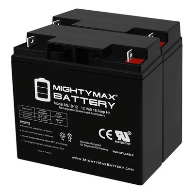 Mighty Max 12V 18AH SLA Battery Replacement for Leoch LP12-18 - 2 Pack