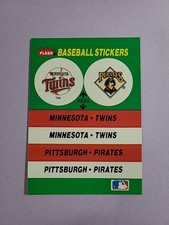 Minnesota Twins Pittsburgh Pirates 1988 Fleer Stickers Baseball Card K0571