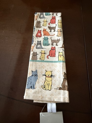 Vintage Ulster Weavers "Cat Walk" Küchentuch, bunte Mehrrassen-KATZEN mit Etikett - Bild 8 von 8
