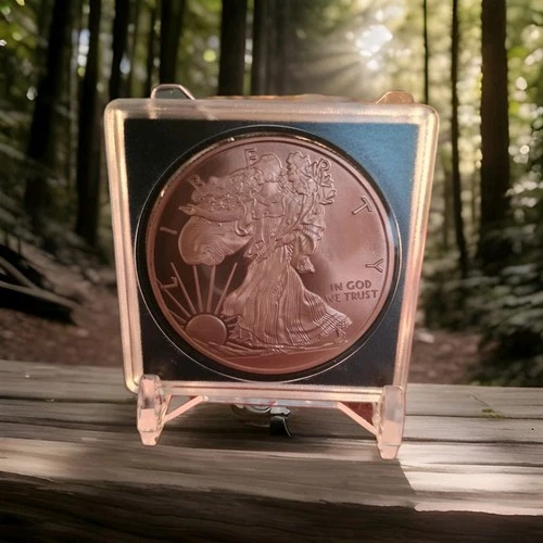 Walking Liberty American Eagle 1oz  Rounds. 999 Fine Copper W/ stands