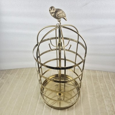 Warner Bros Owl Jewelry Holder Gold Tone Rotating Stand Harry Potter Hedwig  