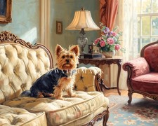 Impresión de pintura al óleo Yorkshire Terrier retrato de perro Yorkie arte de pared decoración de mascotas