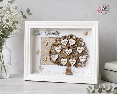 Personalisierter Stammbaumrahmen individuell Familienname Geschenk Holz Familie Andenken