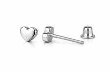 14K Solid White Yellow Gold Heart Shape Stud Earrings