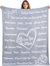Gifts for Mom Soft Flannel Blanket 50x60 Grey Throw from Daughter Son Cozy Gift
