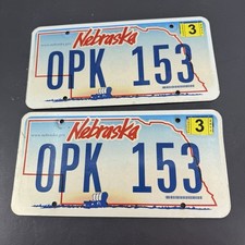 Pair Of 2011 Nebraska License Plate “0PK-153” Expired