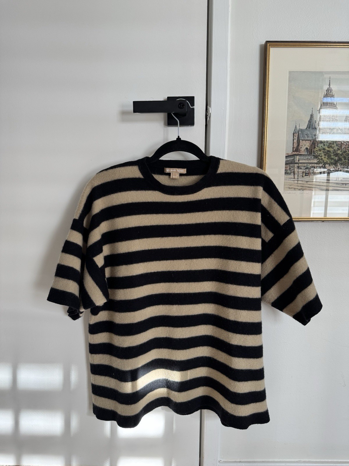 Michael Kors Tan and Black Striped Cashmere Blend Sweater Size Small Women's