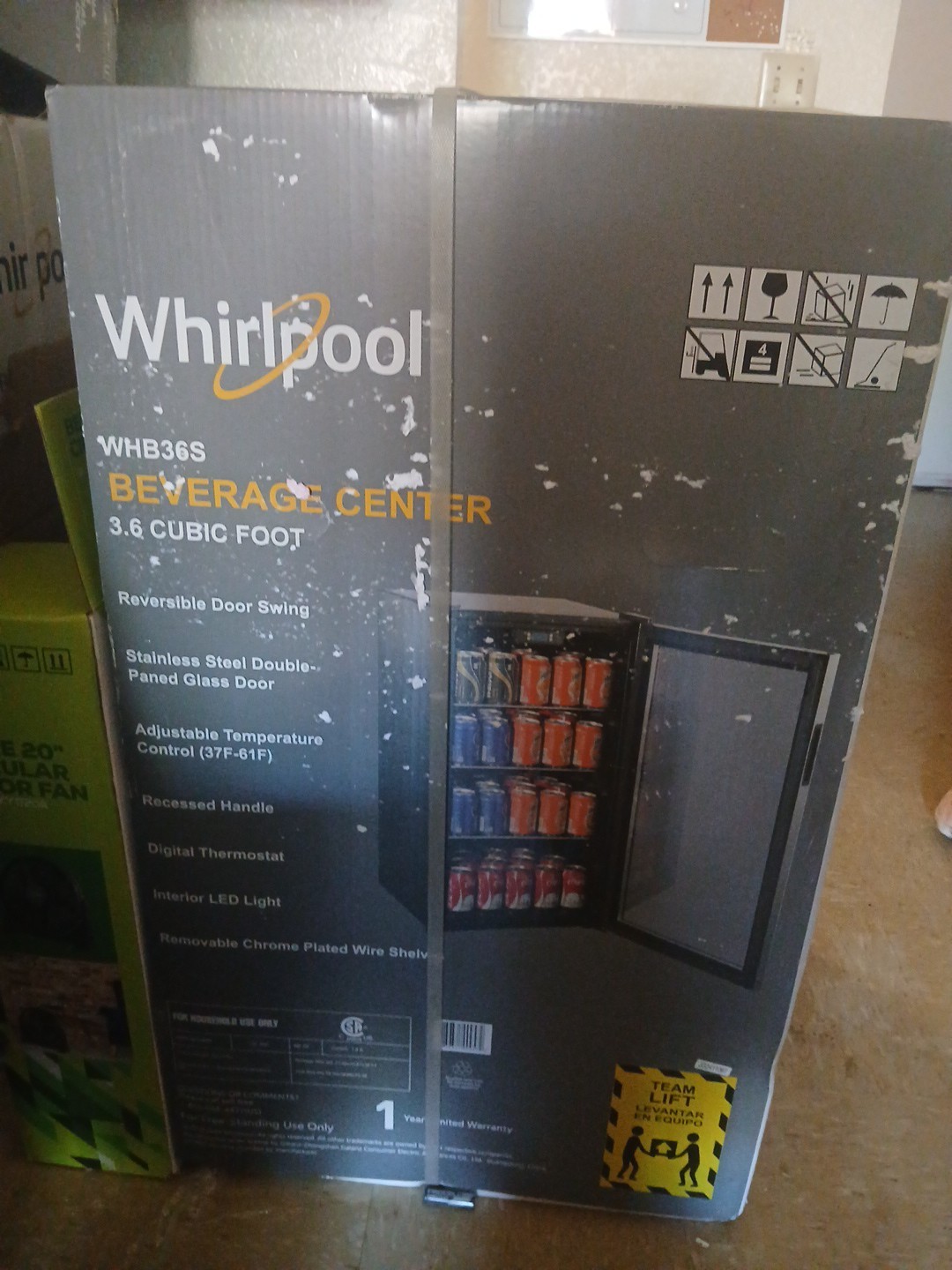 Whirlpool WHB36S 3.6 Cu-Ft. Mini Refrigerator Black( NOT USED)