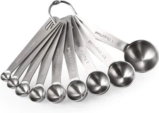 Measuring Spoons:  18/8 Stainless Steel Measuring Spoons Set of 9 Piece: 1/16 TS