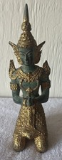 Antique 7"H Gilt Bronze Thai Teppanom Kneeling Añjali Mudrā Statue/Figure