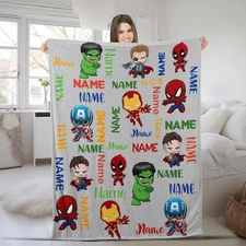 Disney Marvel Avengers Team Group Hero Baby Customize Fleece Blanket