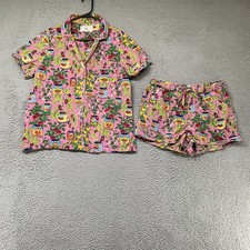 Printfresh Pajama Set Womens Medium Pink Veggie Can Organic Cotton Tomato