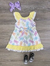 Pastel Peeps Girls Ruffle Trim Tie Belt Easter Dress