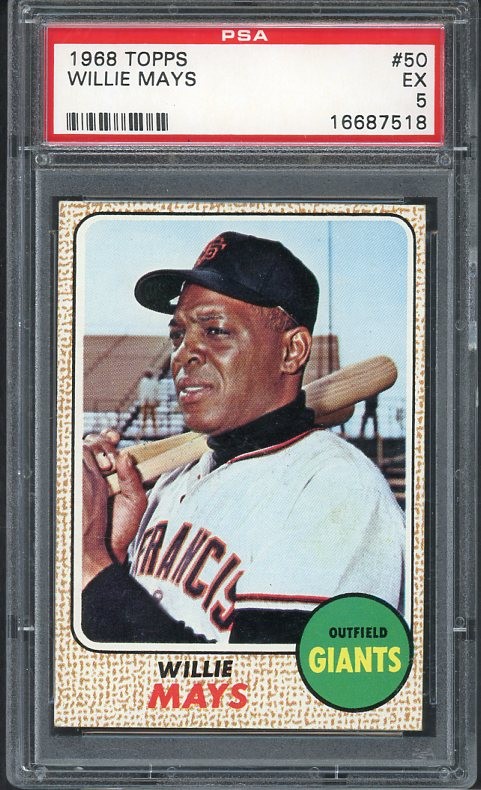 1968 TOPPS # 50 WILLIE MAYS GIANTS PSA 5 EX 538414 (KYCARDS)