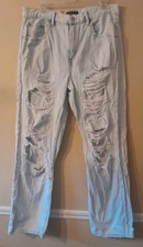 Aeropostale 90s Baggy Jeans Womens 14 Blue Very Light Wash Distressed Y2K