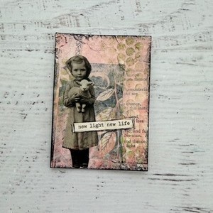 ACEO Original Art Card Mixed Media Collage Spring "New Light, New Life"