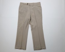Vintage 60s 70s Rockabilly Mens 34x29 Buckle Pinstriped Wide Leg Chino Pants USA