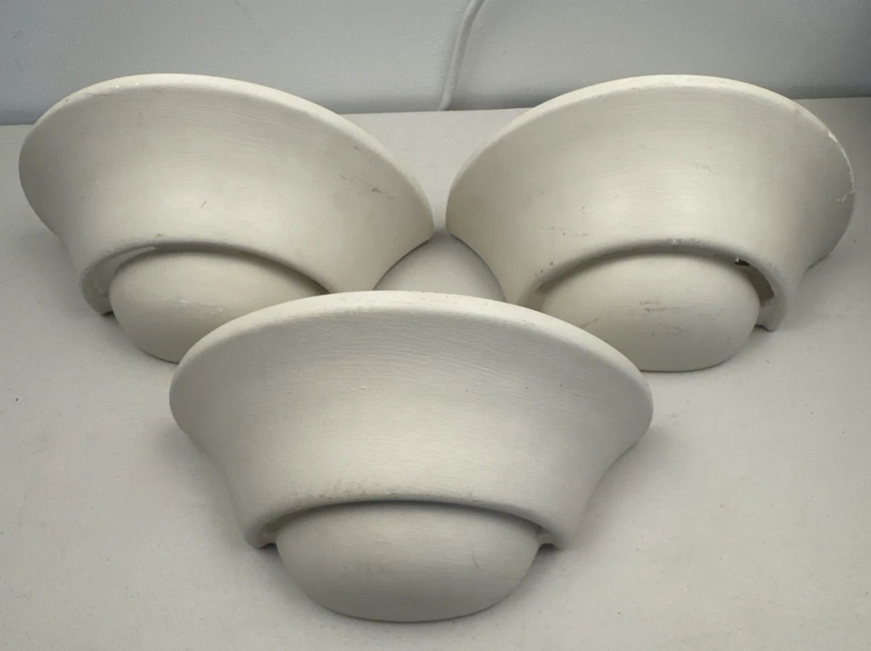 Apliques Art Deco Vintage Montaje en Pared Blanco Yeso Cerámica Media Luna Eléctricos Foto 2 de 4