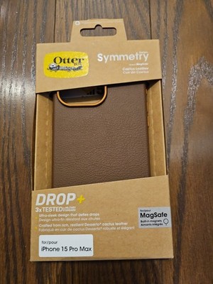 Brown Otterbox Symmetry iPhone 15 PRO MAX Cactus   Leather MAGSAFE Phone Case