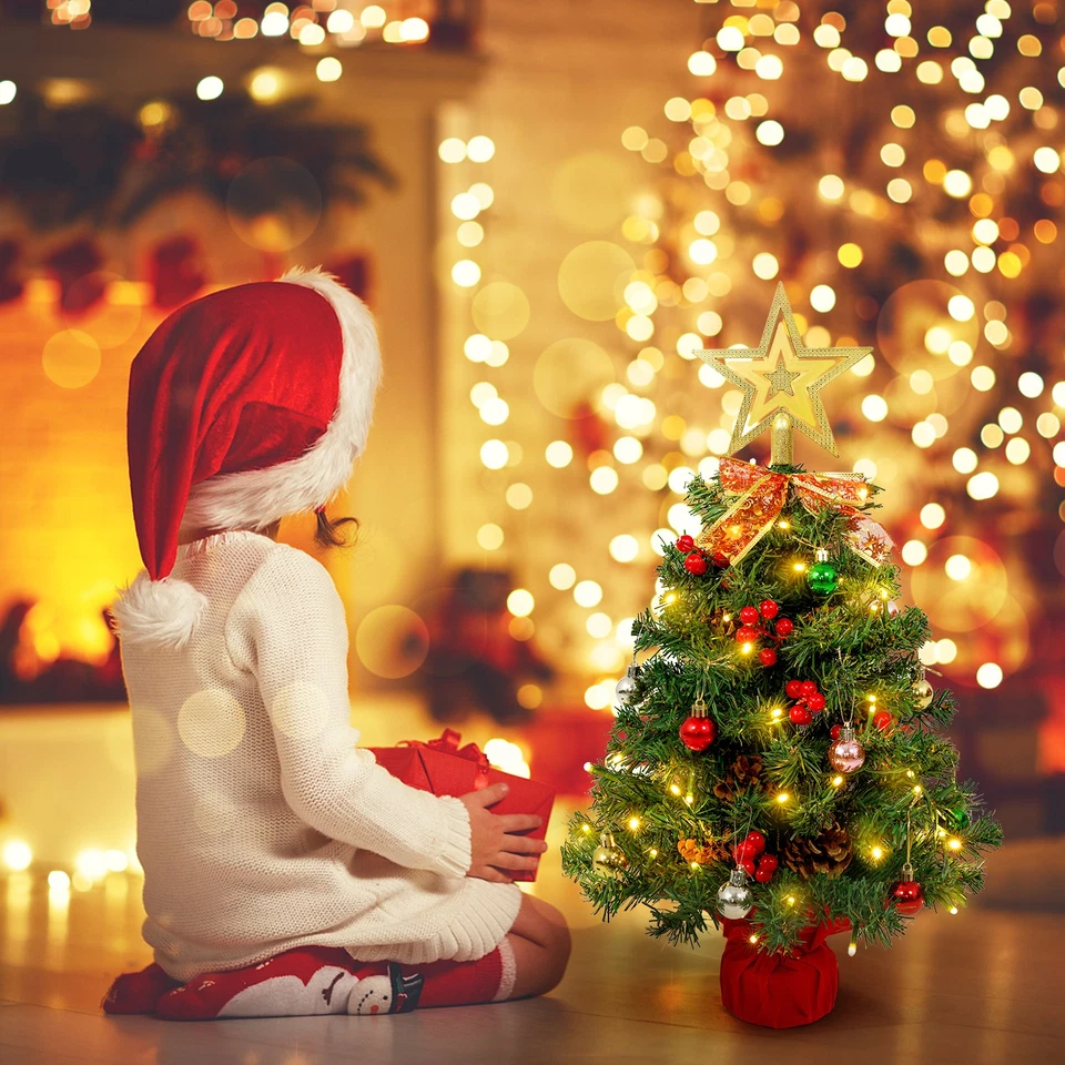 Mini Künstlicher Weihnachtsbaum Tannenbaum Beleuchtet Geschmückt Christbaum 60cm - Bild 4 von 4