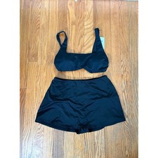 Andie Bikini Set Barbados Top Skirt Bottom Black size S NWT
