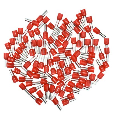 100 Aderendhülsen 10mm² isoliert Aderhülsen 10 mm2 Kabelhülsen mit Kragen rot