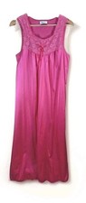 Vanity Fair Nightgown Lingerie Bright Pink Sz Small Long Vtg USA Lace Nylon