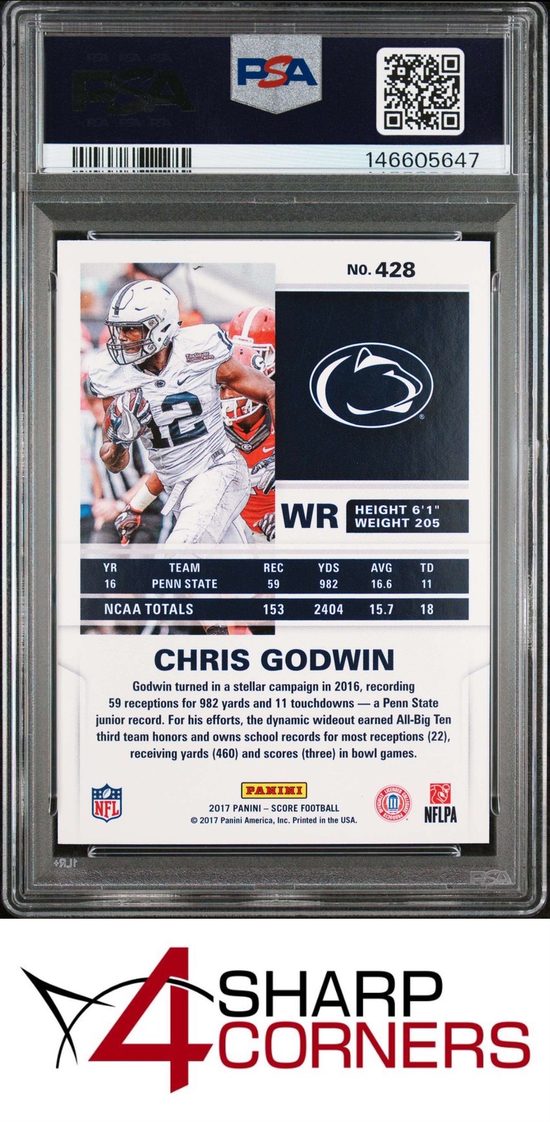 2017 PANINI SCORE #428 CHRIS GODWIN RC PSA 10 view 2