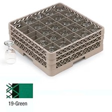 Traex TR6BBBB-19 Green 25 Compartment Glass Rack with 4 Extenders