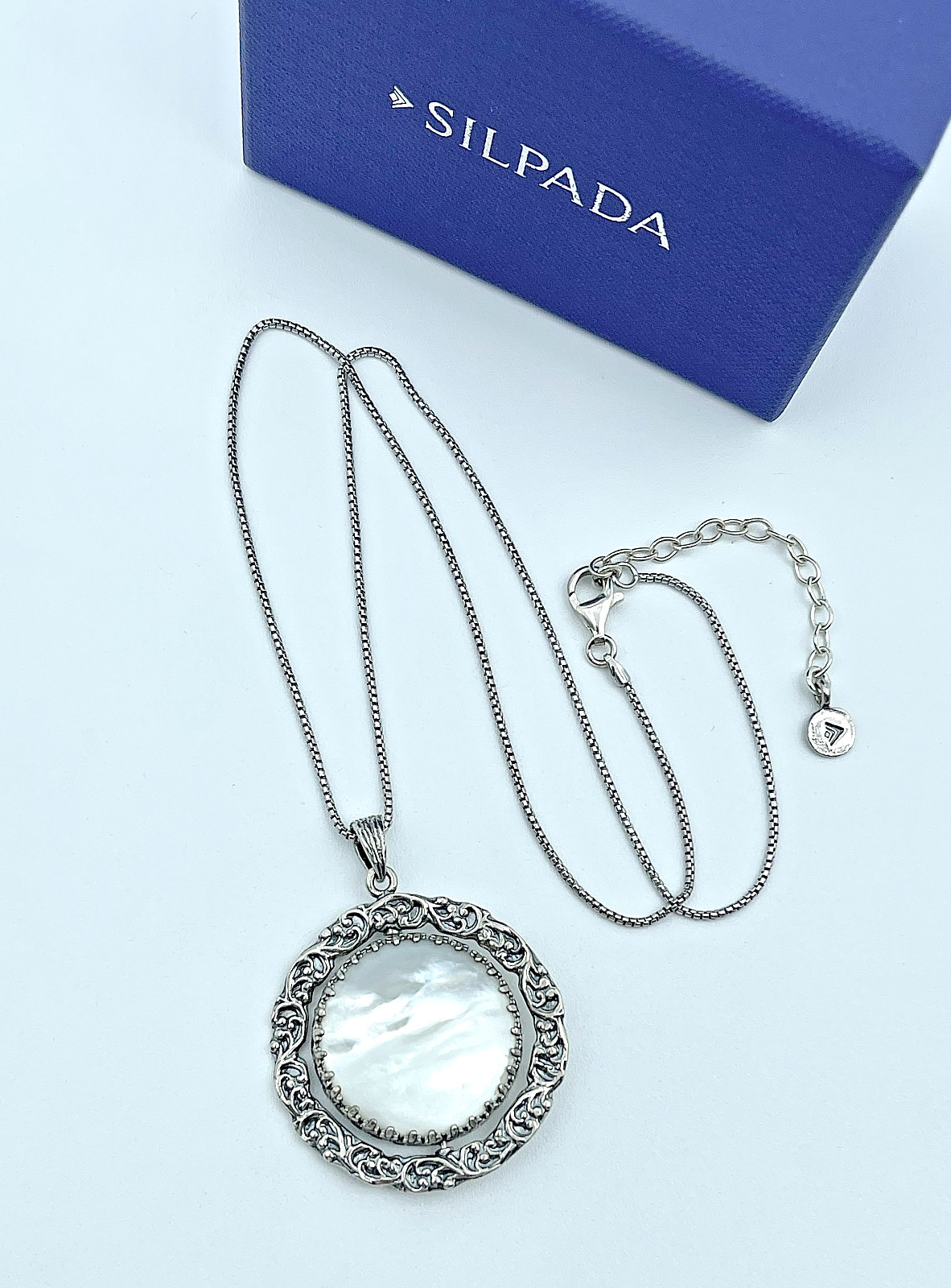 Rare! Vintage Silpada Sterling MOP + Abalone Shell Reversible Pendant Necklace image 2