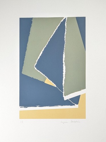 Lucius Zaeslin, collage, silkscreen, autographed, 1977