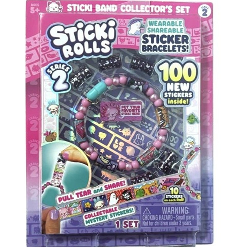 Sticki Rolls STICKER BRACELET Includes 5 Mystery Sticki Rolls PINK Age 5+ ~ New