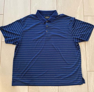 Ben Hogan Performance 3XL Blue Striped Golf Polo Shirt Men s Athletic Moisture W