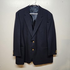 Vtg Austin Reed 48R Navy Blue Gold Button 100% Wool Blazer Sport Coat Jacket USA