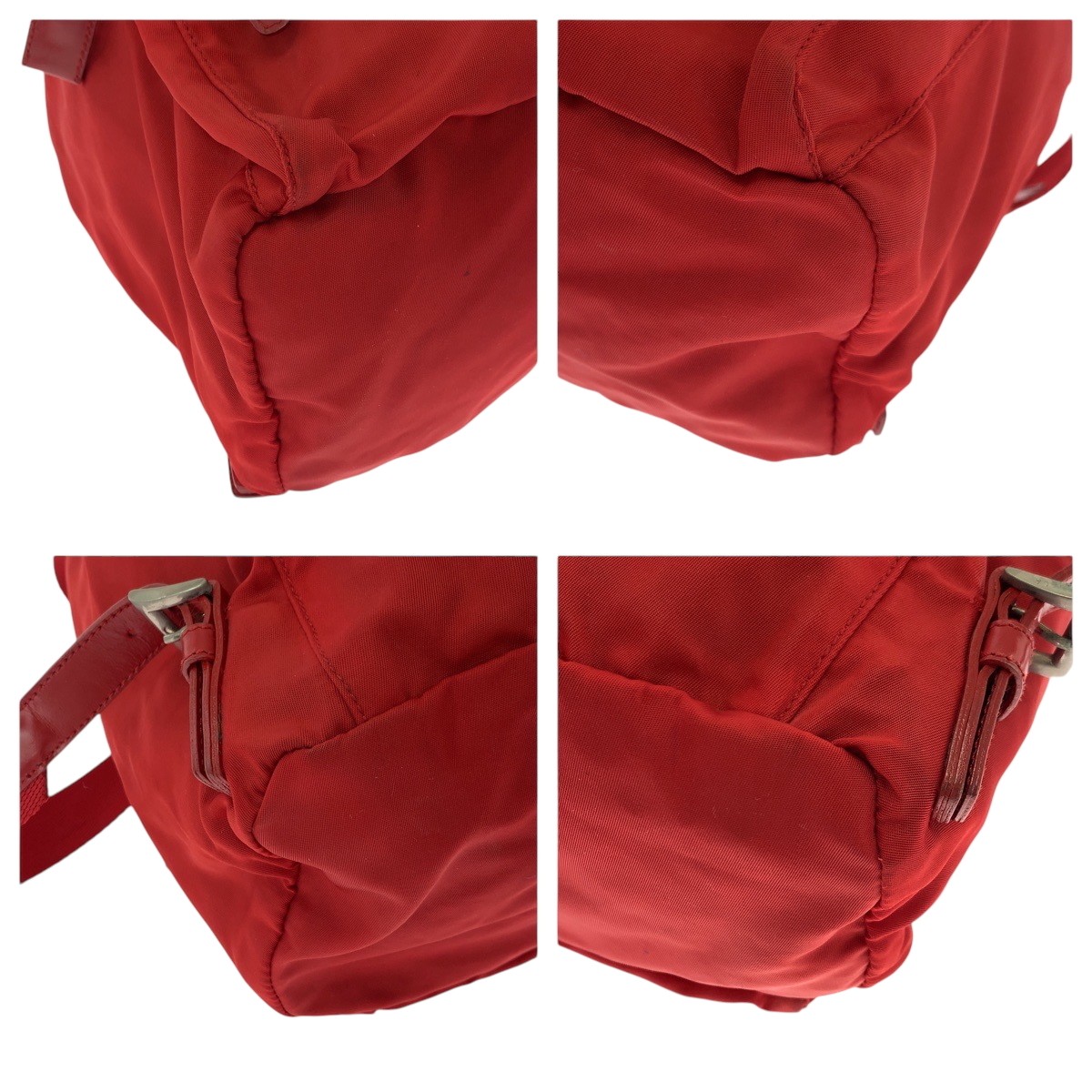 Prada Tessuto Nylon Triangular Plate Rucksack Red… - image 3