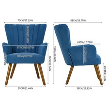 Armchair Sofa Lounge Chair High Back Velvet Thick Sponge Padded Chair Wood Legs