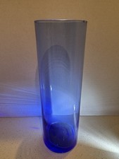Cobalt Blue Glass Cylindrical Vase 10 1/2 Tall 3 Wide Decor