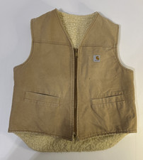 VTG 90s CARHARTT US Men s Large Brown Sherpa Fleece Lined Vest