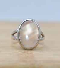 Peach Mother of Pearl Sterling Silver Ring Size 7