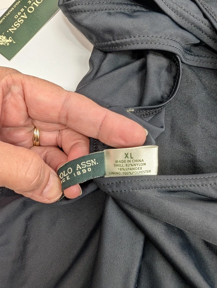 Traje de baño de una pieza XL de la Asociación Polo de EE. UU. negro tazas acolchadas nuevo con etiquetas Foto 4 de 4