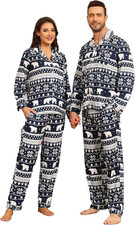 Matching Family Pajama Set Christmas Couple Plaid Sleepwear Long Sleeve Lounge S