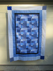 Pair Quilt Tops - Pink & Blue - Each about 44" x 60" - Cheater Cloth & Borders — photo 1
