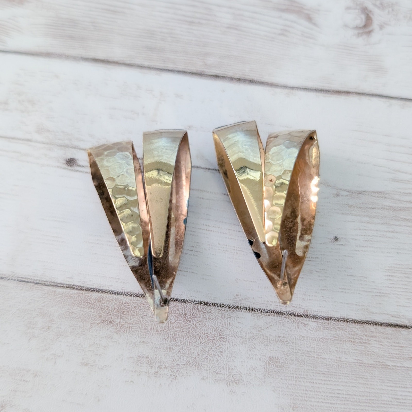 Vintage Stud Earrings Extra Large Statement Gold … - image 7