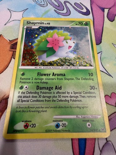 Pokemon Shaymin Holo Rare Card 14/127 Platinum Holofoil LP